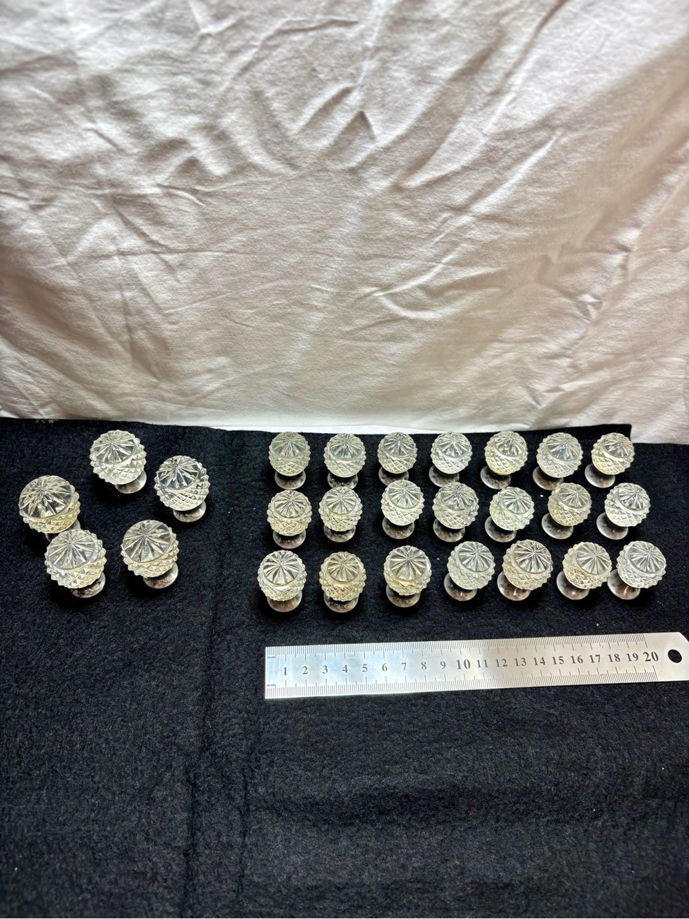 Vintage Set of Clear Glass Drawer Knobs - Starburst Design